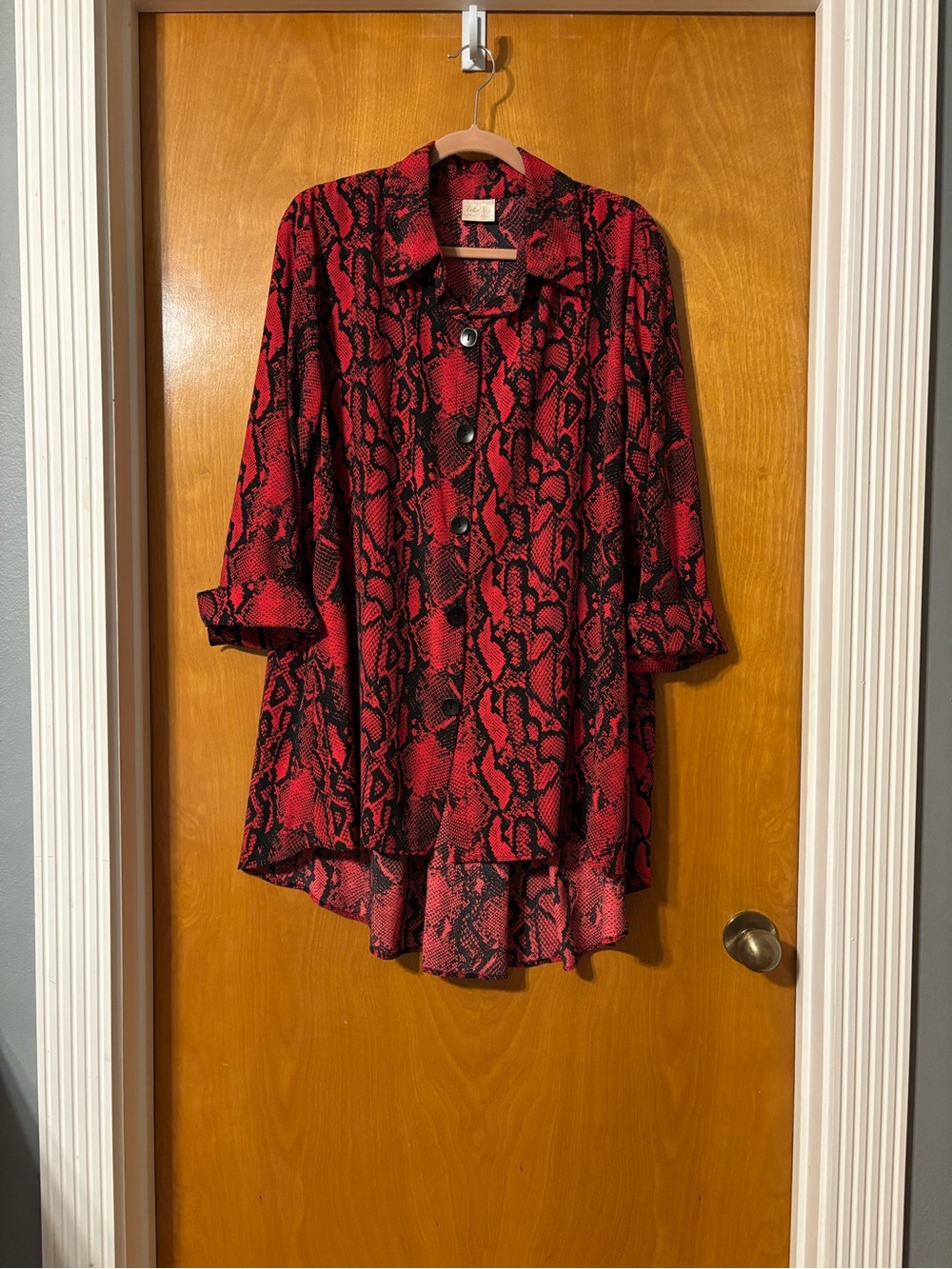 Zadie B’s Red & Black Snakeskin Print Button-Up Shirt